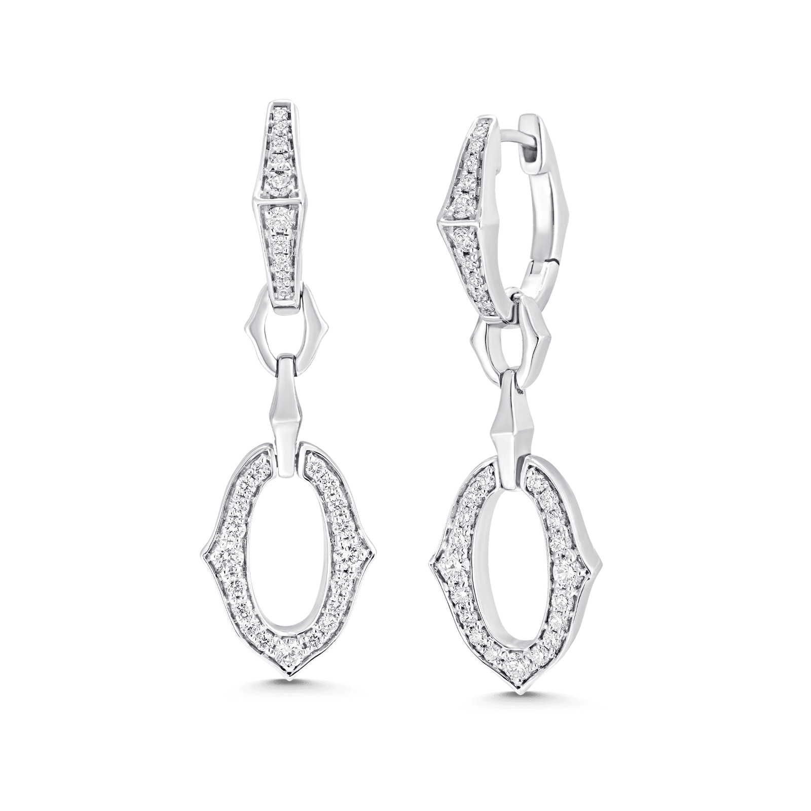 0.70 TCW Round Moissanite Diamond Link Drop Earrings