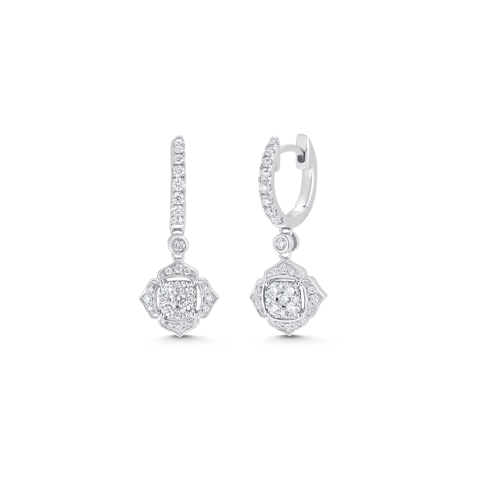 0.58 TCW Round Moissanite Diamond Drop Huggie Earrings