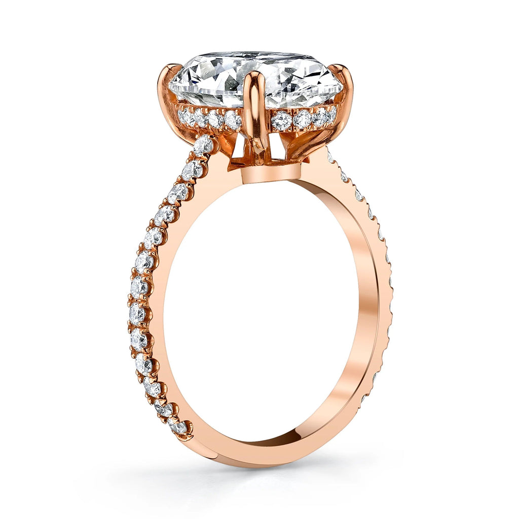 3.0 CT Oval Moissanite Solitaire Pave Setting Engagement Ring