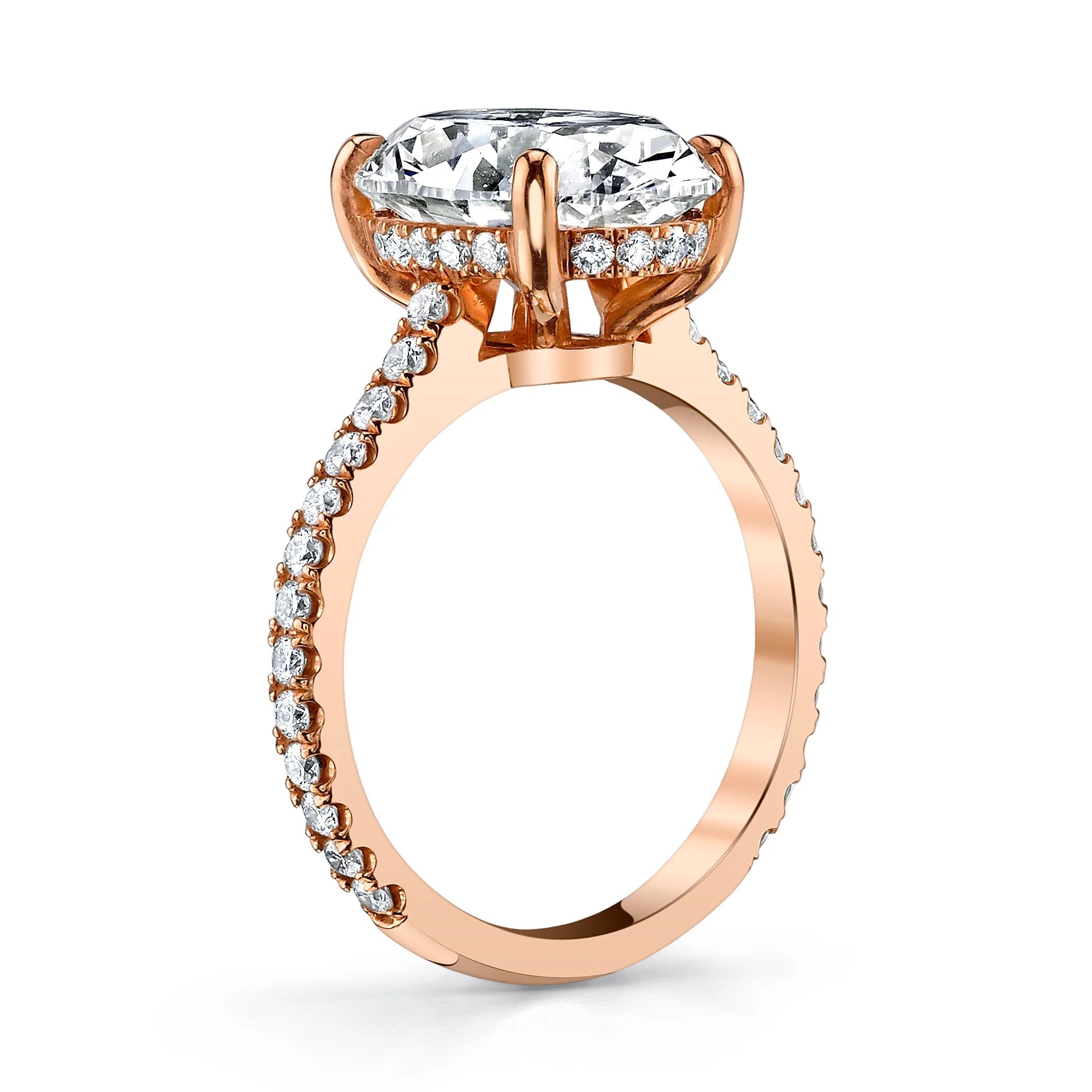 3.0 CT Oval Moissanite Solitaire Pave Setting Engagement Ring