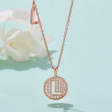 Personalized "L" latter diamond necklace