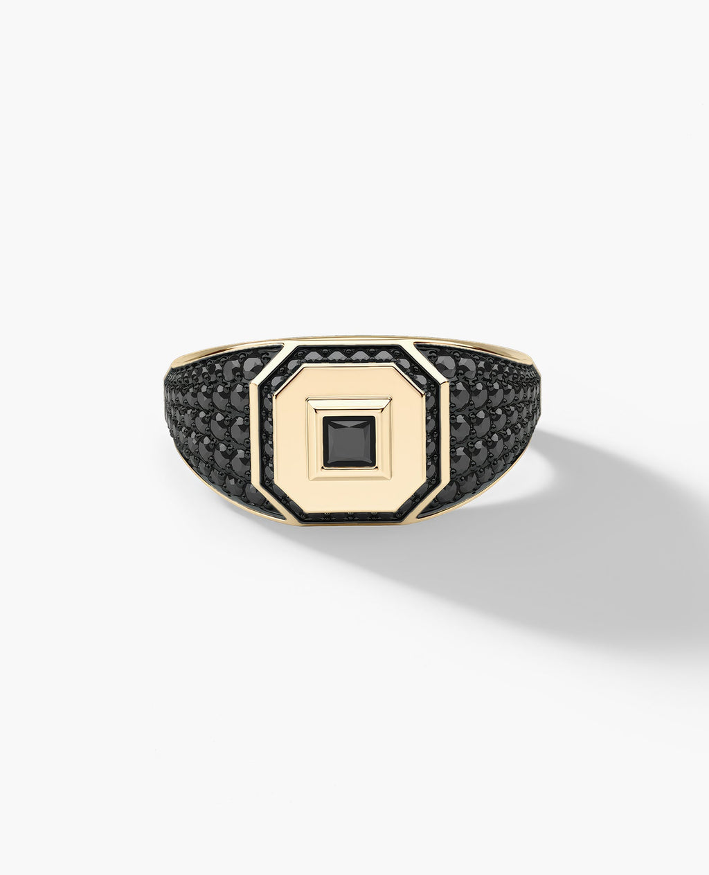 LA PAZ Gold Signet Ring with 0.85ct Black Diamonds