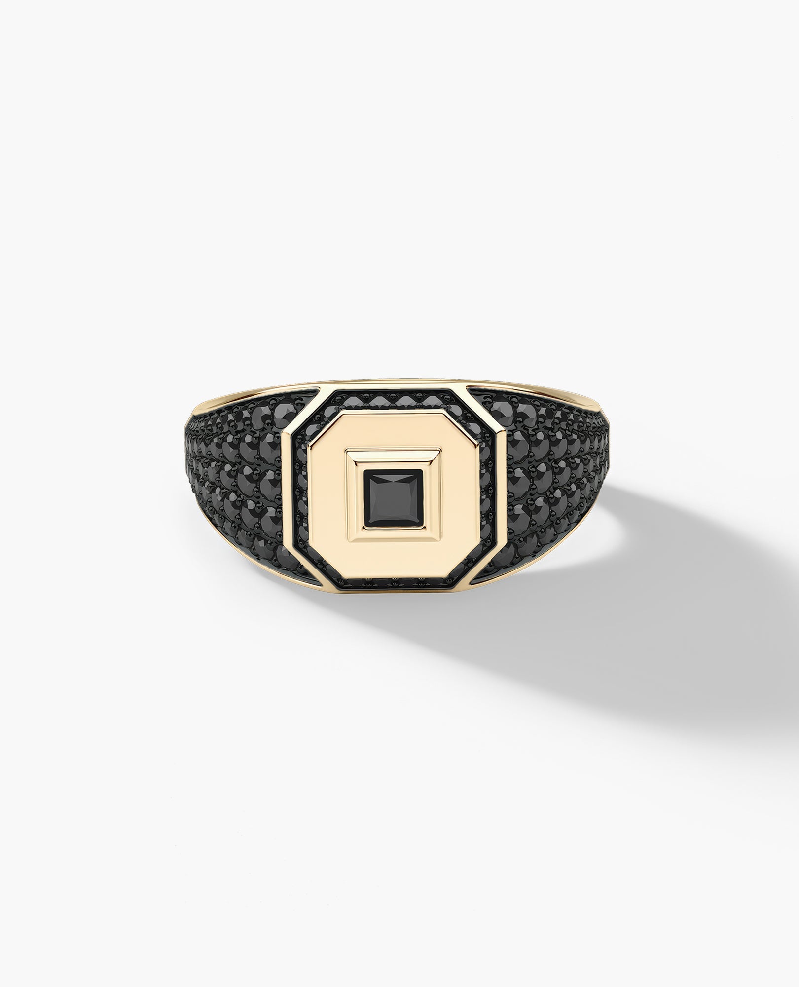 LA PAZ Gold Signet Ring with 0.85ct Black Diamonds