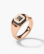LA PAZ Gold Signet Ring with 0.20ct Black Diamonds