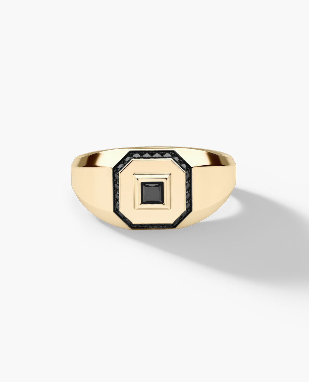 LA PAZ Gold Signet Ring with 0.20ct Black Diamonds