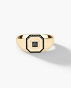 LA PAZ Gold Signet Ring with 0.20ct Black Diamonds