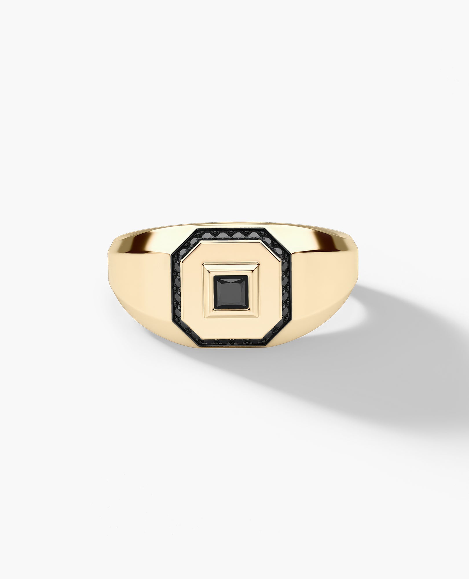 LA PAZ Gold Signet Ring with 0.20ct Black Diamonds