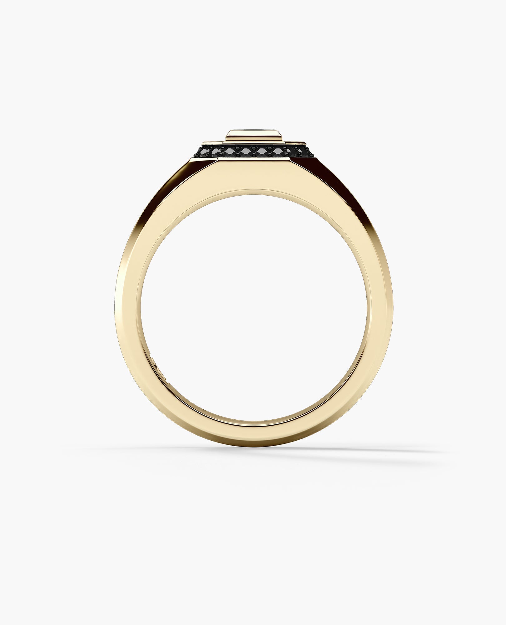 LA PAZ Gold Signet Ring with 0.20ct Black Diamonds