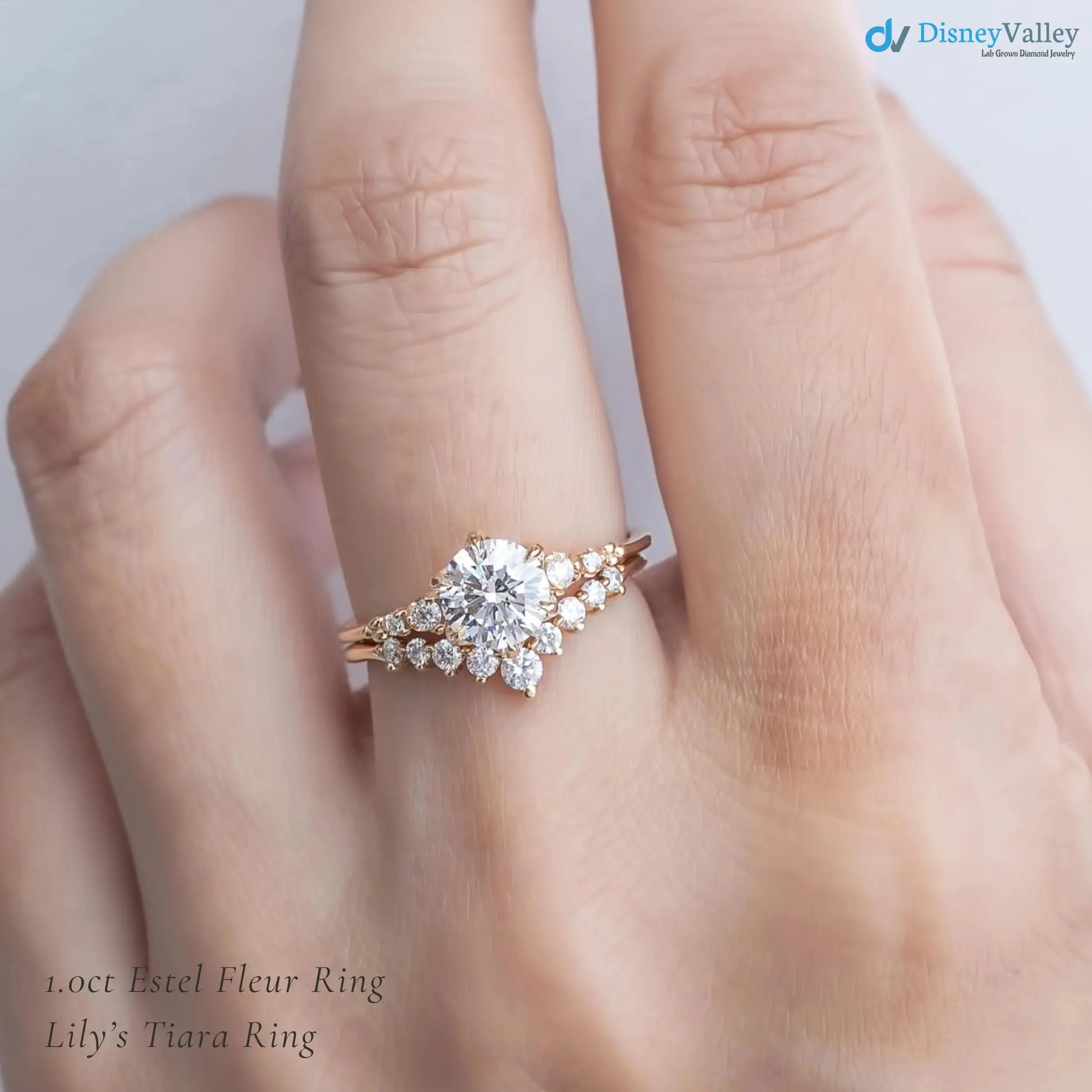 Lab Diamond Engagement Ring, Large lab-grown Diamond, Flower setting, high profile DisneyValley