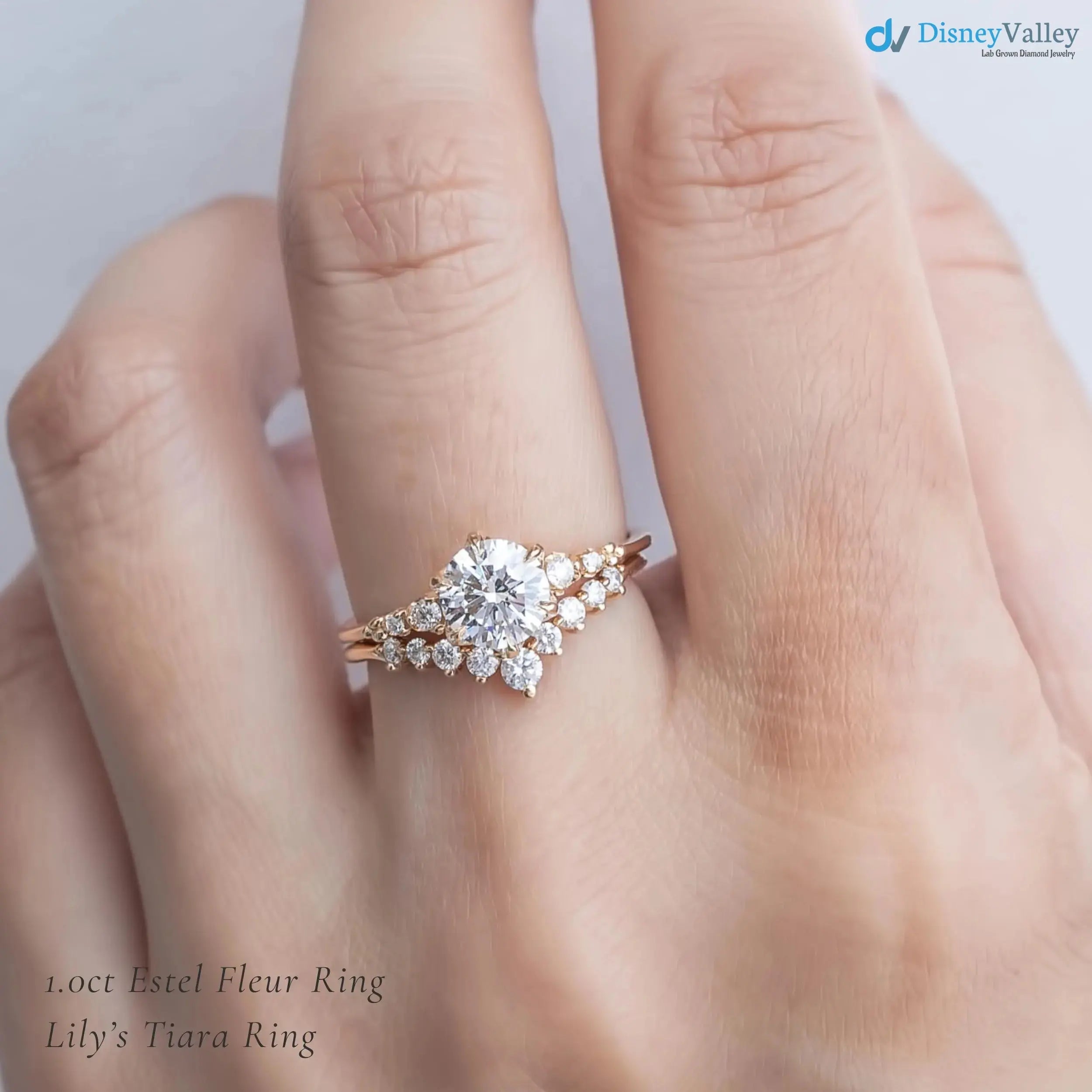 Lab Diamond Engagement Ring, Large lab-grown Diamond, Flower setting, high profile DisneyValley