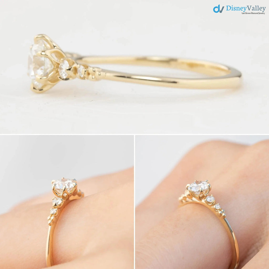 Lab Diamond Engagement Ring, Large lab-grown Diamond, Flower setting, high profile DisneyValley