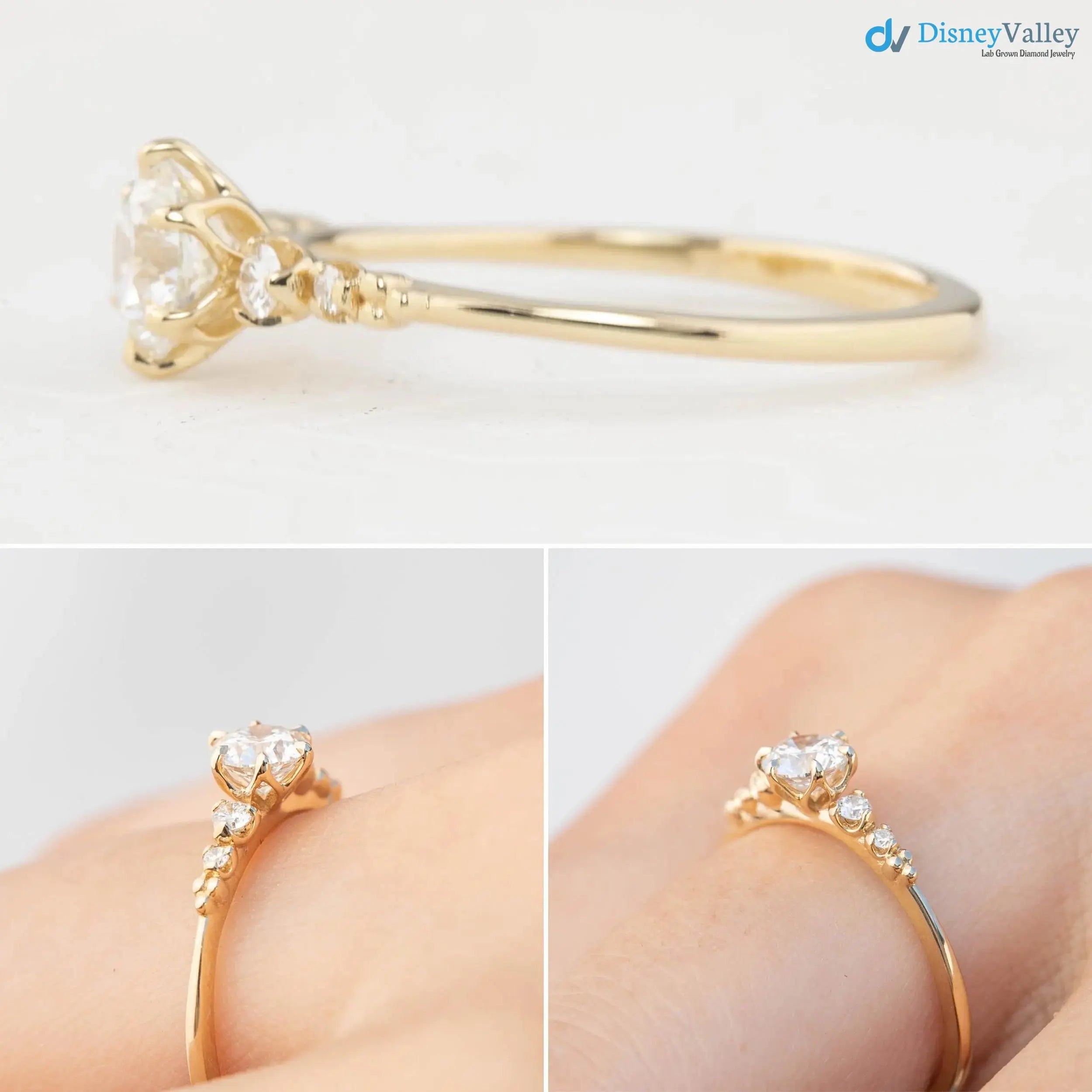 Lab Diamond Engagement Ring, Large lab-grown Diamond, Flower setting, high profile DisneyValley