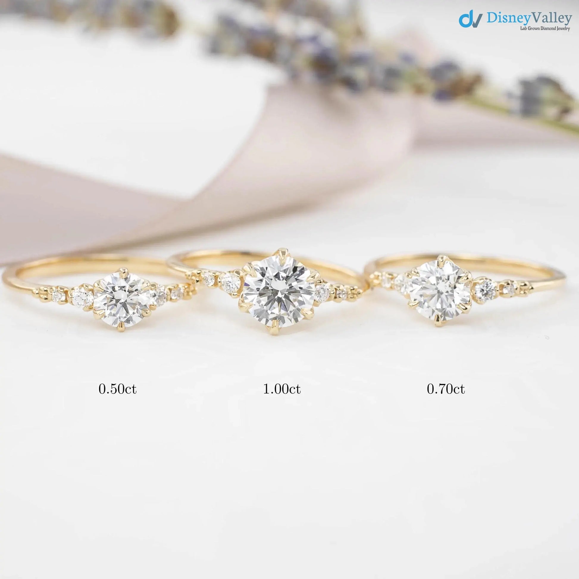 Lab Diamond Engagement Ring, Large lab-grown Diamond, Flower setting, high profile DisneyValley