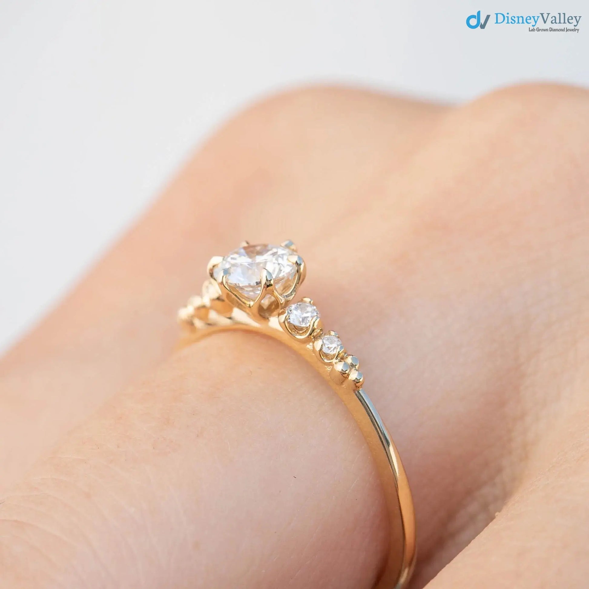 Lab Diamond Engagement Ring, Large lab-grown Diamond, Flower setting, high profile DisneyValley