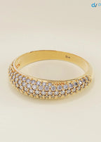 Lab Diamond Minimalist Dome Band Women Solid Gold Pave Marriage Ring DisneyValley