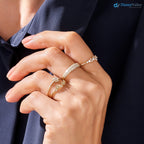 Lab Diamond Minimalist Dome Band Women Solid Gold Pave Marriage Ring DisneyValley
