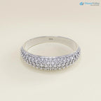 Lab Diamond Minimalist Dome Band Women Solid Gold Pave Marriage Ring DisneyValley