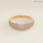 Lab Diamond Minimalist Dome Band Women Solid Gold Pave Marriage Ring DisneyValley