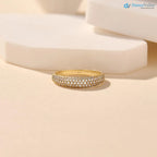 Lab Diamond Minimalist Dome Band Women Solid Gold Pave Marriage Ring DisneyValley