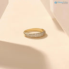 Lab Diamond Minimalist Dome Band Women Solid Gold Pave Marriage Ring DisneyValley