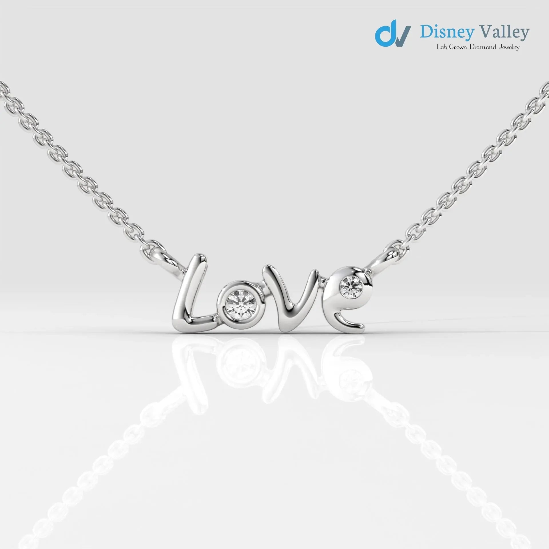 Lab grown diamond Necklace Round shape beautiful necklace gift for wife - DisneyValley Main image