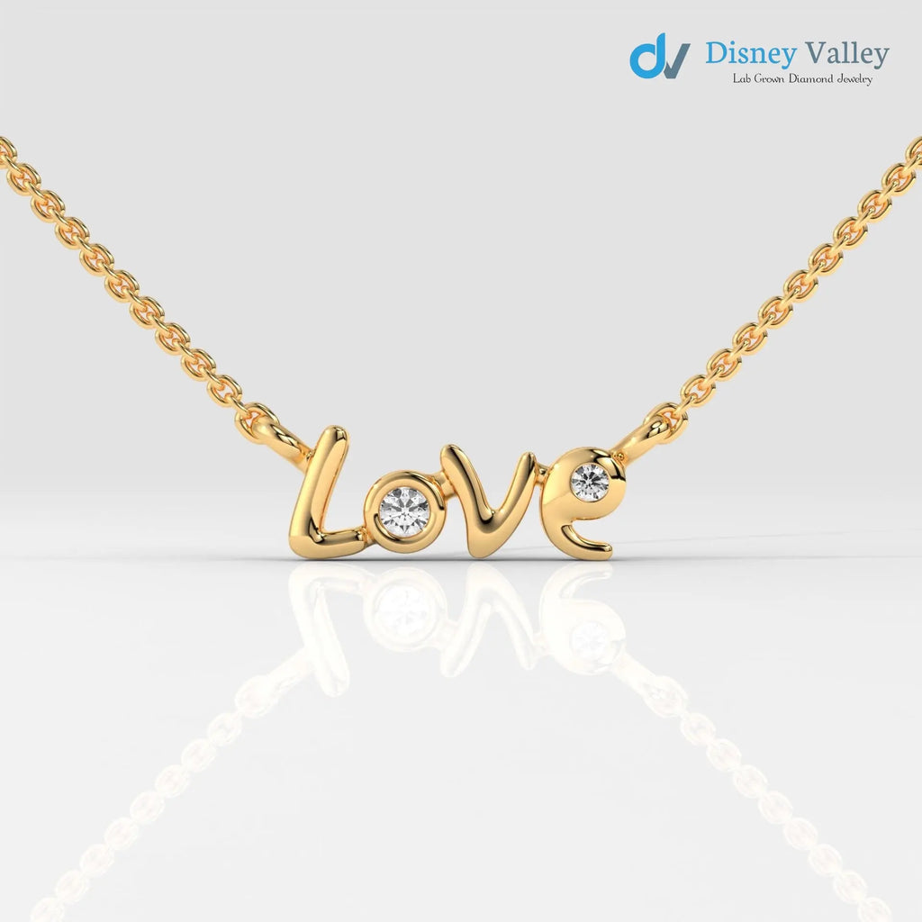 Lab grown diamond Necklace Round shape beautiful necklace gift for wife - DisneyValley