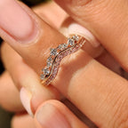 Pink Round Diamond Tiara Wedding Band In 3/4 Eternity Style