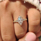Marquise Cut Diamond Ring in Milgrain Details