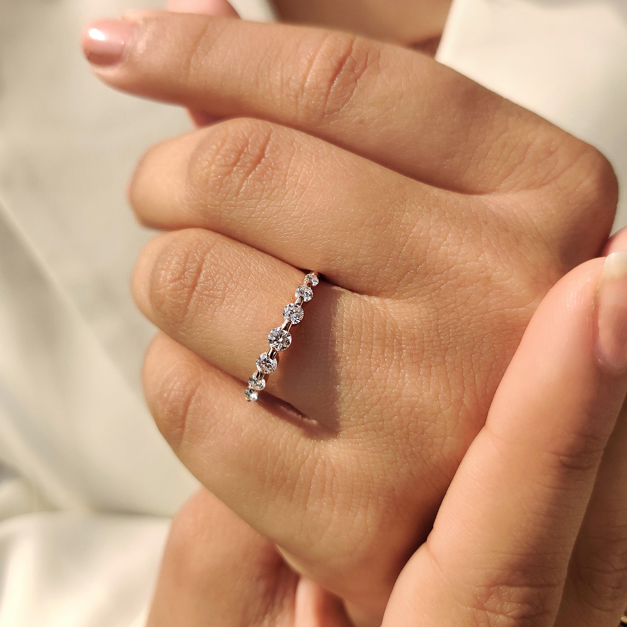 Half Eternity Round Diamond Band in Seven Stone Style