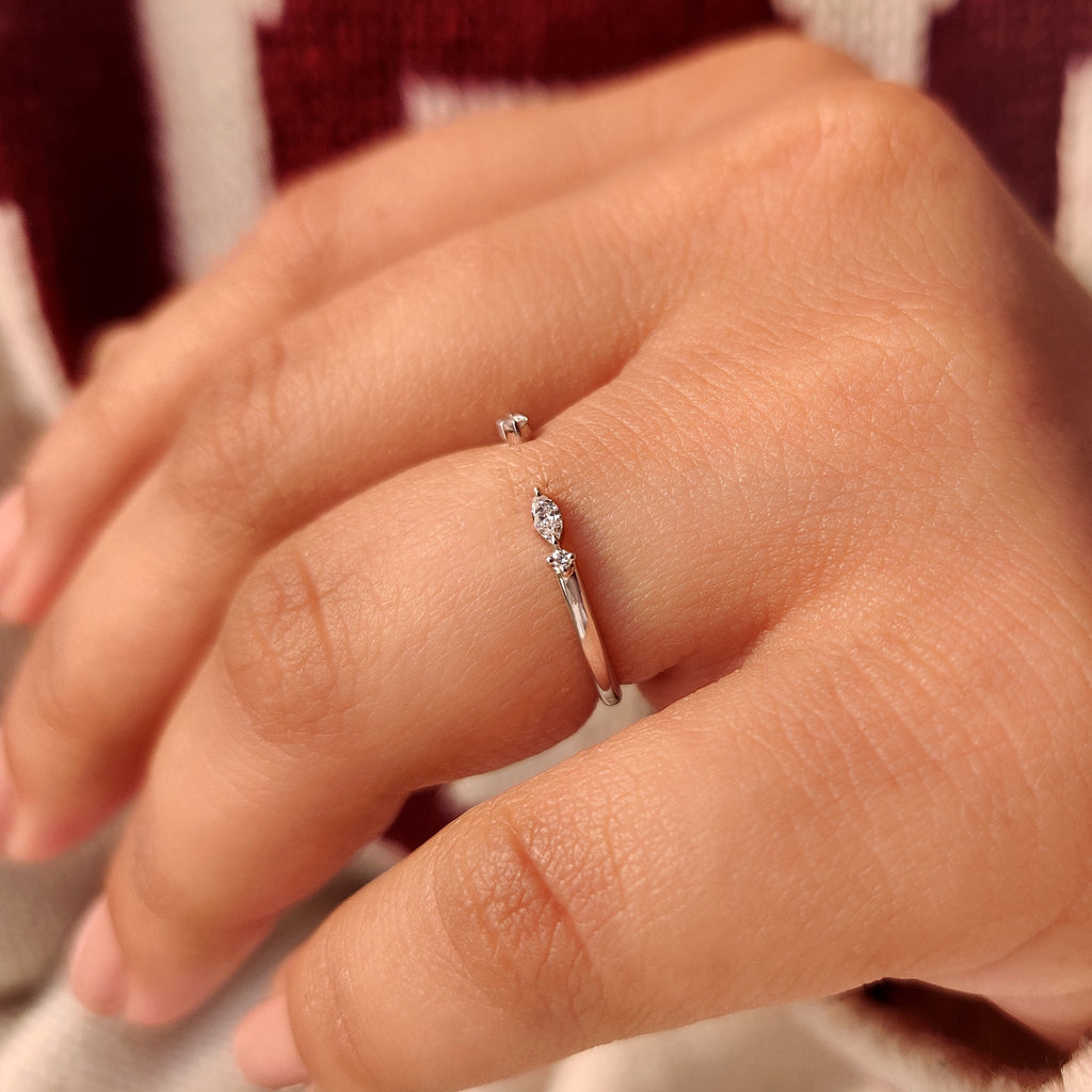 Marquise and Round Diamond Band in Open Gap Style