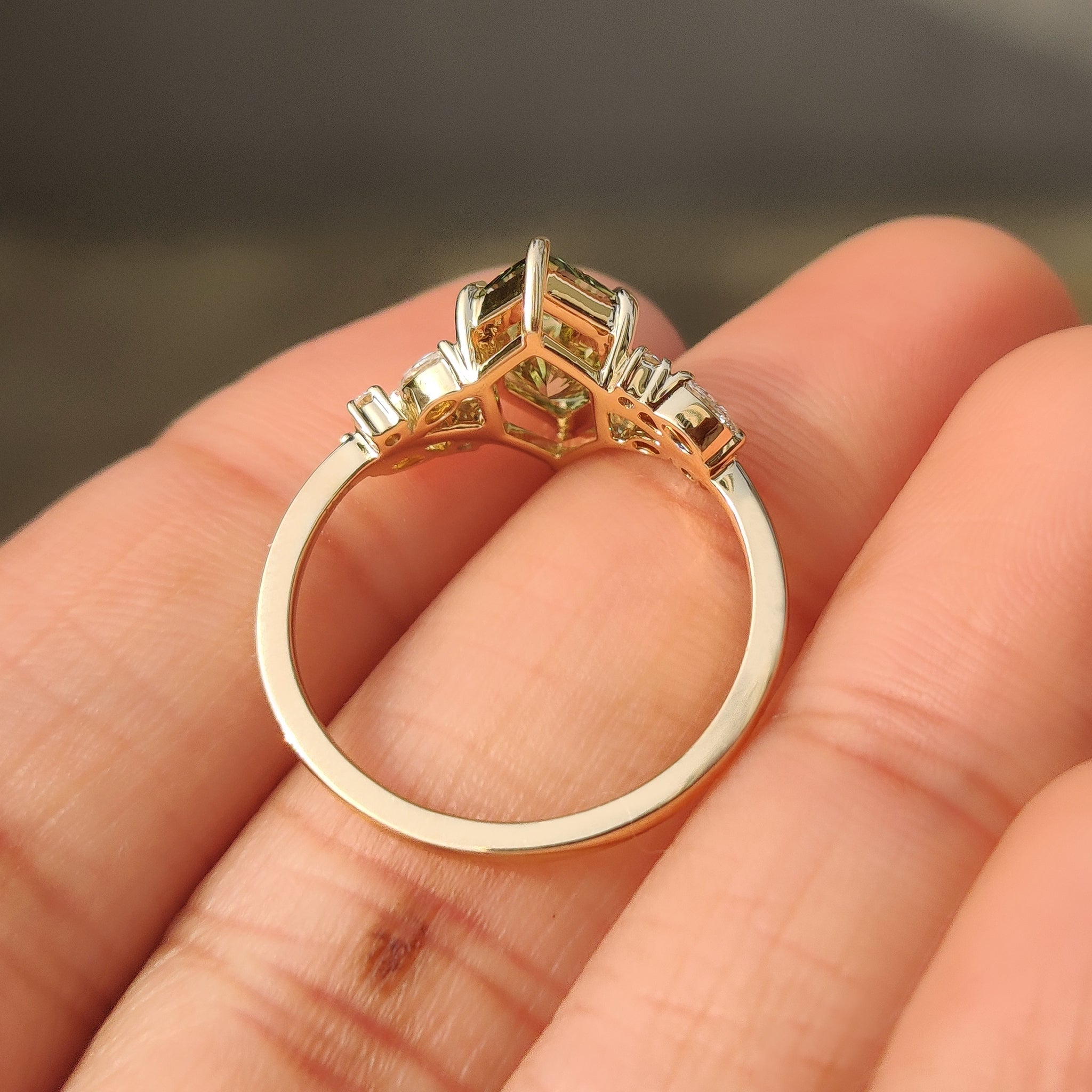 Nature Inspired Green Dutch Marquise Engagement Ring