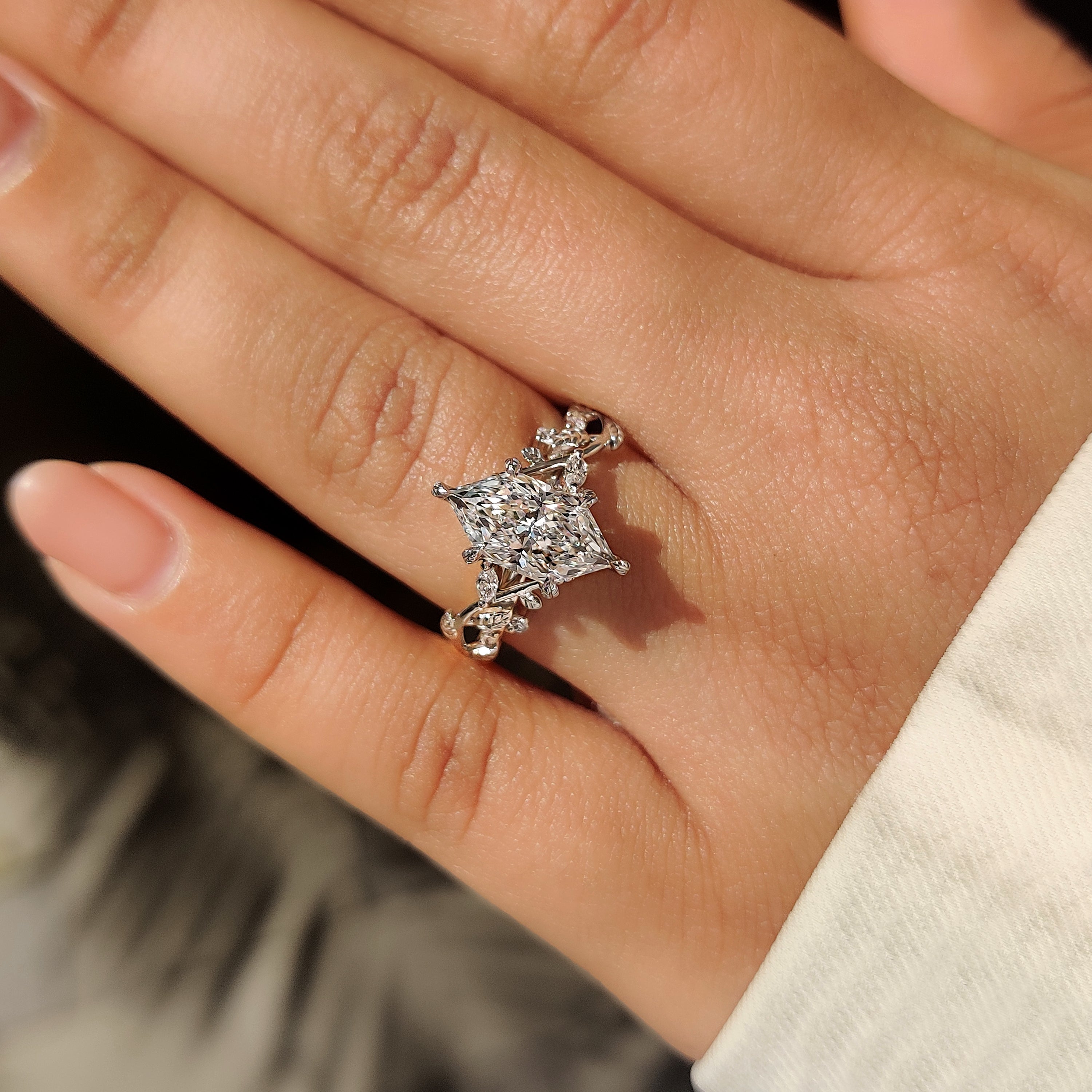 Dutch Marquise Cut Engagement Ring in Nature Inspired Style