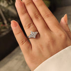 Three Stone Style Dutch Marquise Diamond Ring With Pear Side Stone