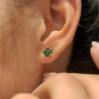 Green Portuguese Cut Diamond Earrings in Push Back