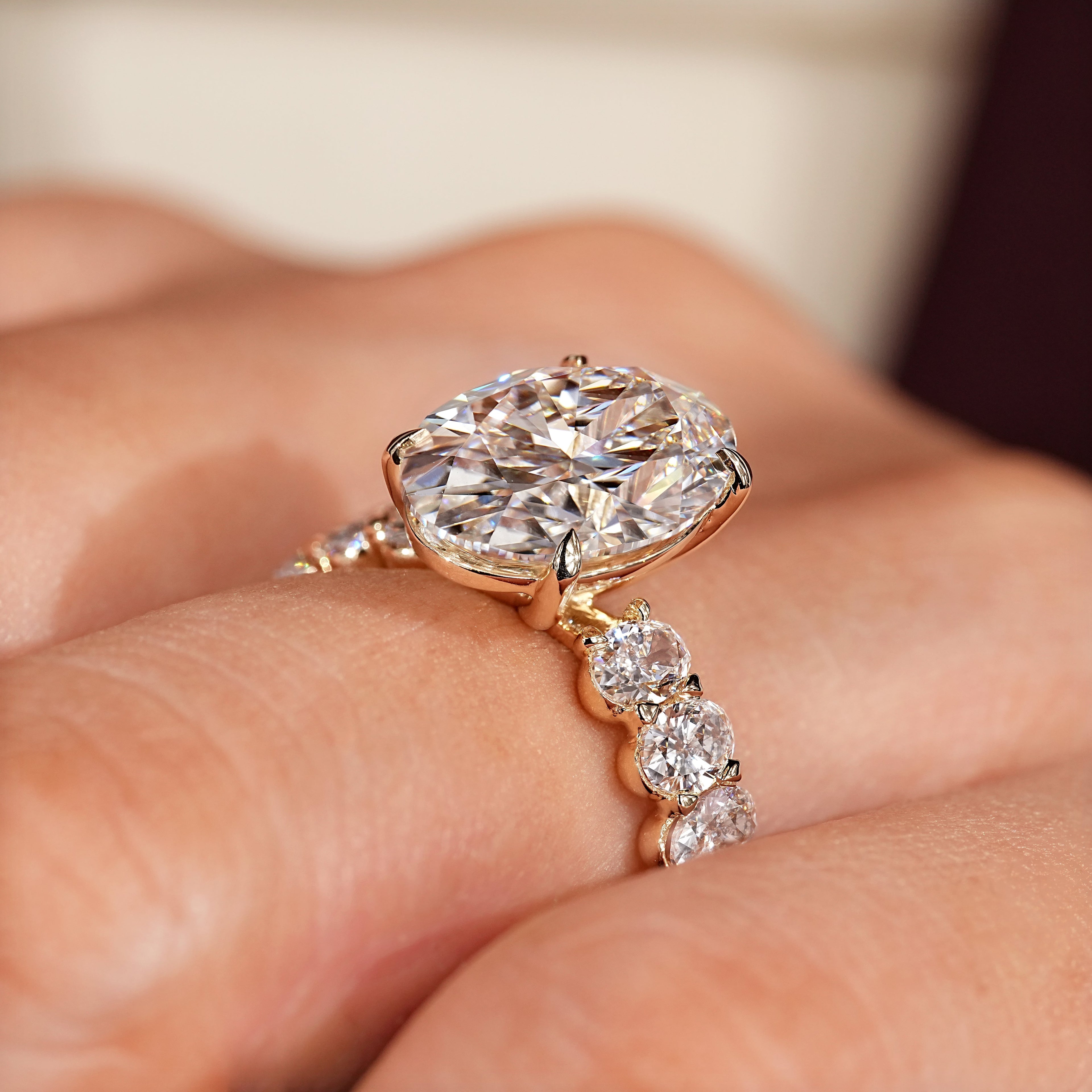 Oval Engagement Ring with Four Claw Prong Setting