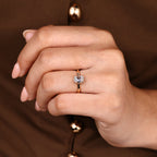 Cushion OMC Cut Hidden Halo Engagement Ring In Solitaire Style