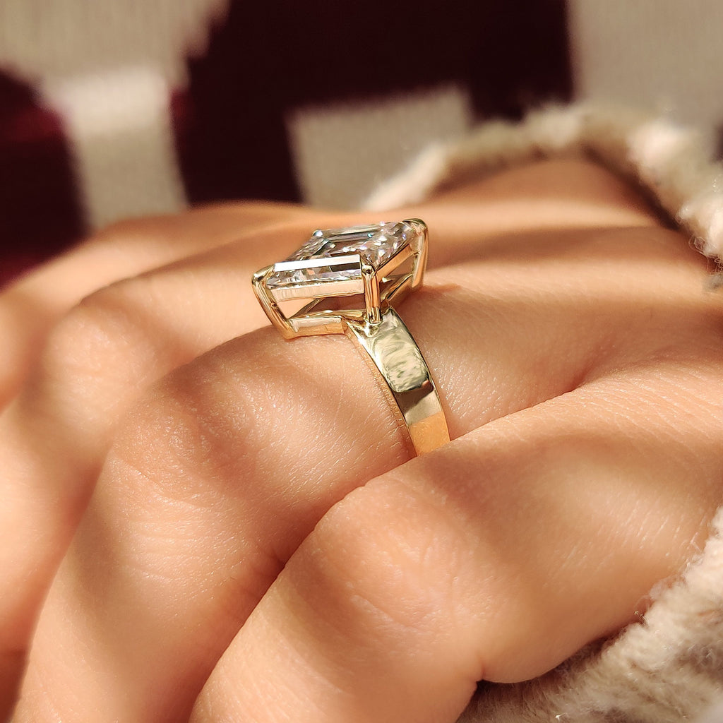 Lozenge Cut Engagement Ring in Solitaire Style