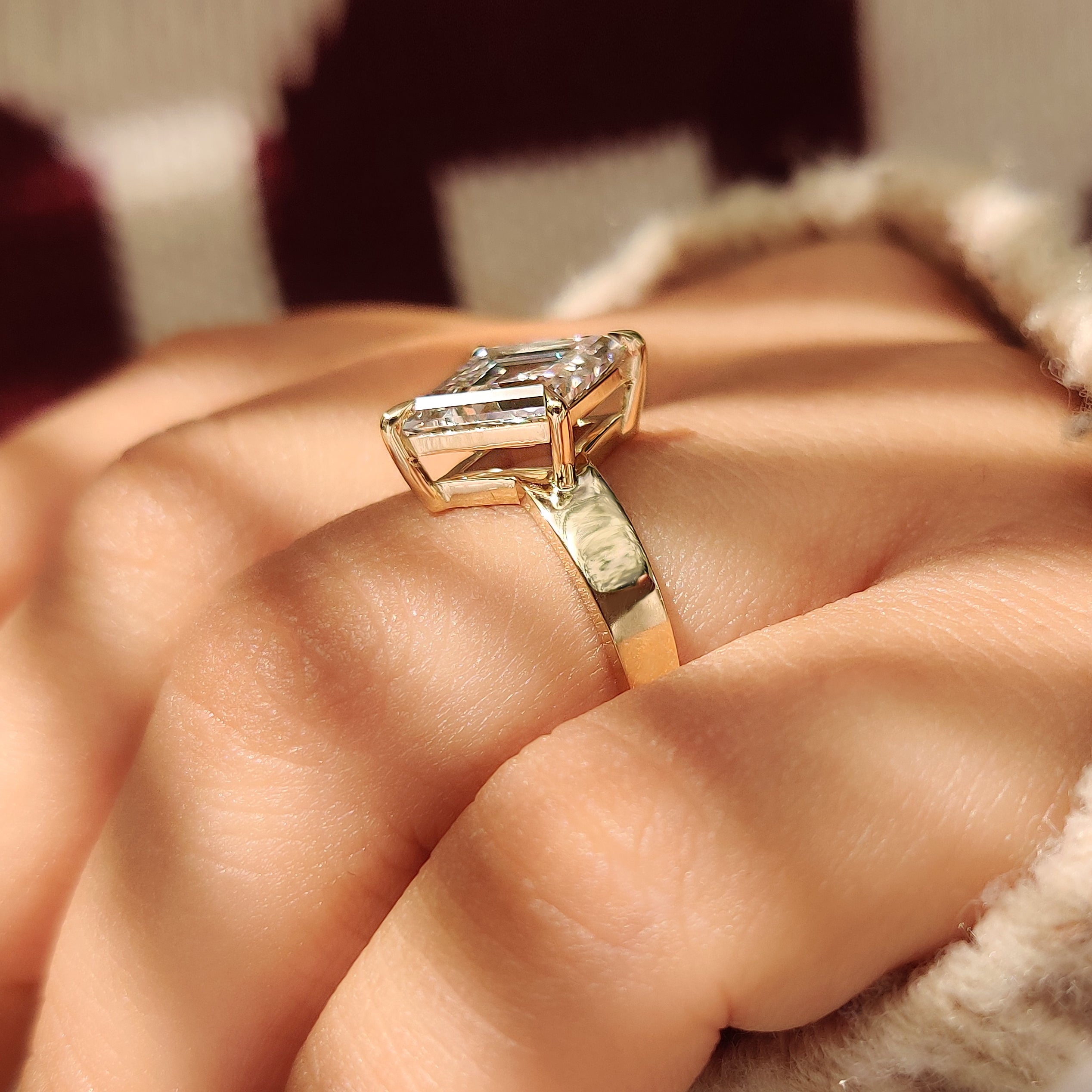 Lozenge Cut Engagement Ring in Solitaire Style