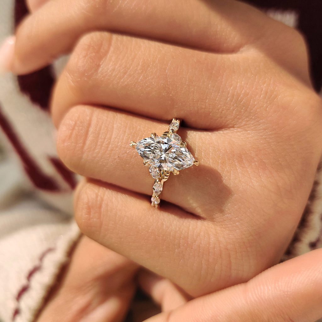 Nature Inspired Marquise Diamond Engagement Ring