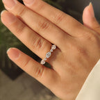 Round and Oval Cut Diamond Half Eternity Band