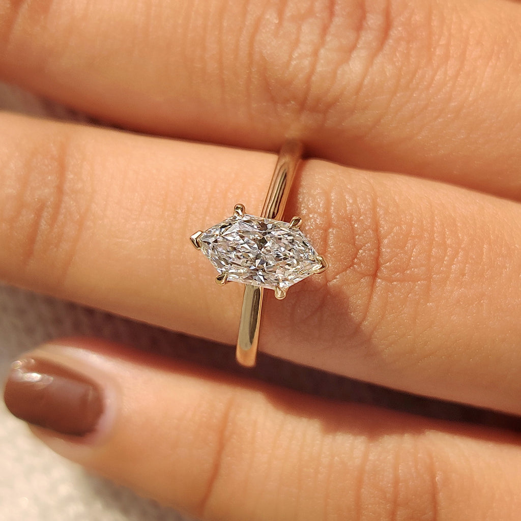 Solitaire Dutch Marquise Engagement Ring In Euro Shank