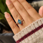 Blue Dutch Marquise Nature Inspired Engagement Ring With Side Stone