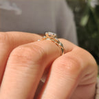 Nature Inspired Marquise Cut Engagement Ring with Round Side Stone