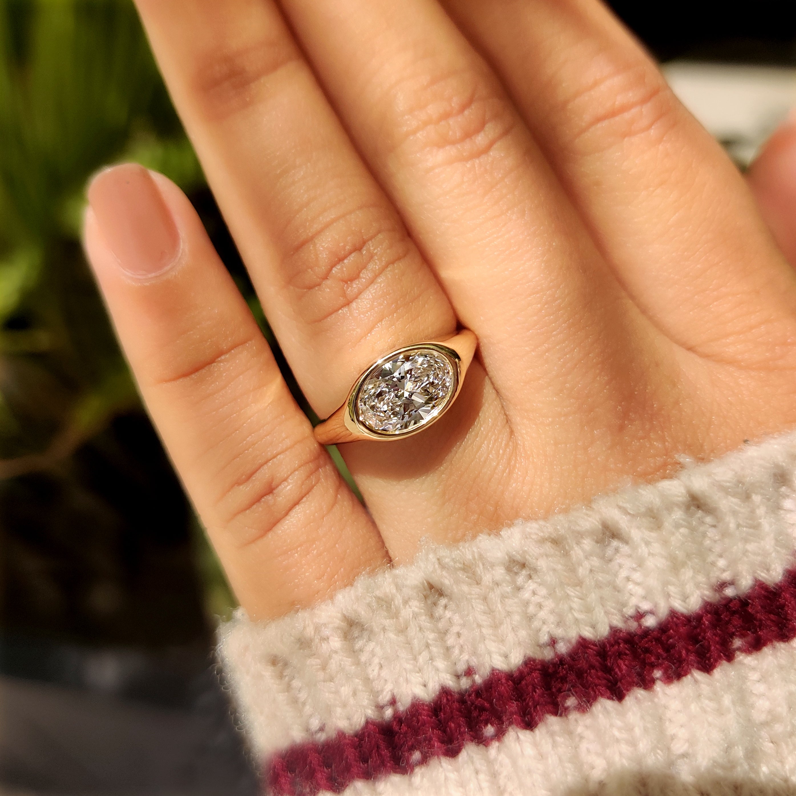 Solitaire Oval Diamond Ring in Bezel Setting