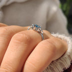 Blue Dutch Marquise Three Stone Ring with Pear Side Stones