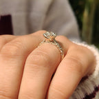 Oval Cut Nature Inspired Engagement Ring In Euro Shank