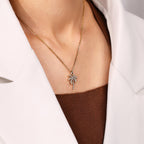 Palm Tree Pendant with Round Lab Grown Diamond in Tropical Style