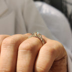 Hexagon Step Solitaire Diamond Ring In Milgrain Details