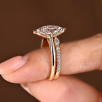 Dutch Marquise Ring with Wedding Band in Solitaire Bridal Set Style