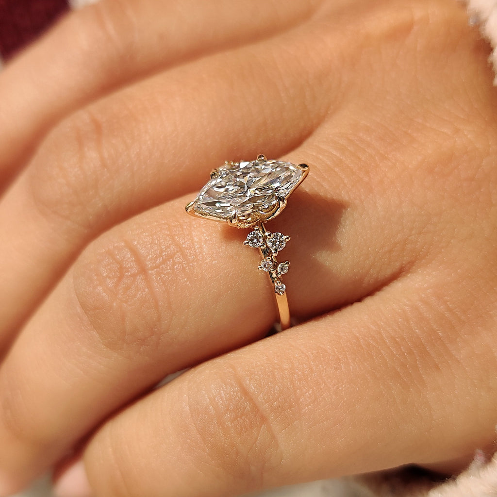 Marquise Engagement Ring in Tulip Setting